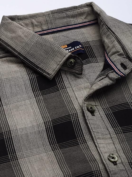 The Indian Garage Co Men Slim Fit Checkered Full Sleeves Spread Collar Casual Shirt - Image 3