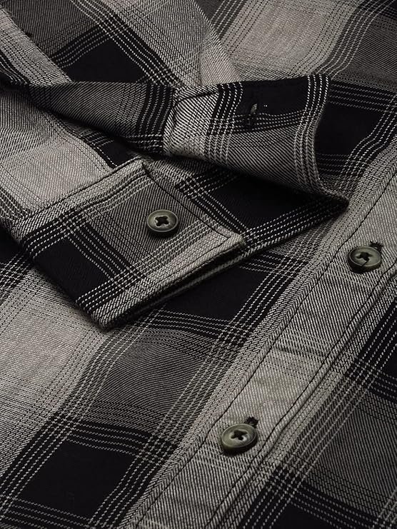 The Indian Garage Co Men Slim Fit Checkered Full Sleeves Spread Collar Casual Shirt - Image 4